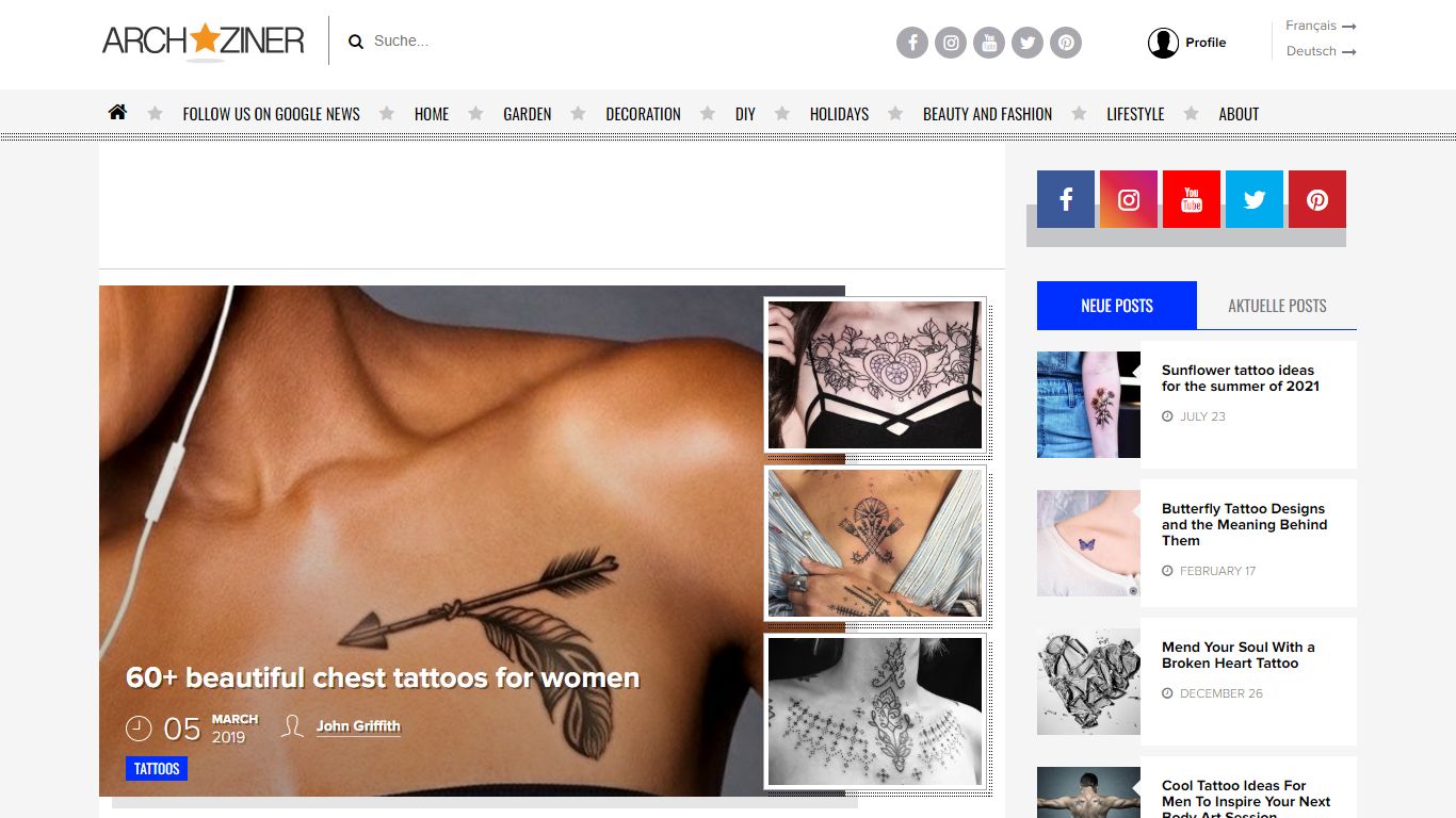 1001 + ideas for beautiful chest tattoos for women - ArchZine